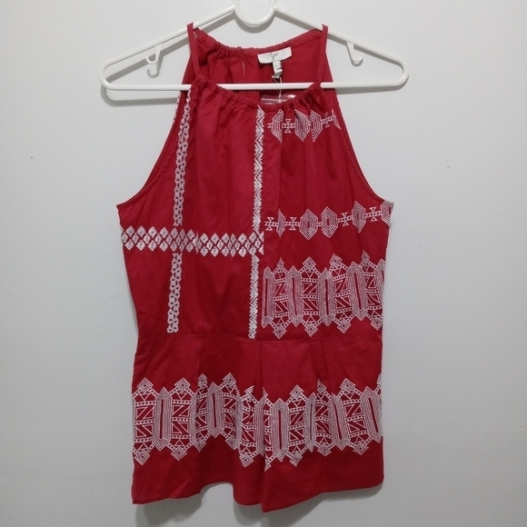 Joie Konomi Halter Neck Embroidery Top Blouse Size 2 in The color Brick - Picture 2 of 10
